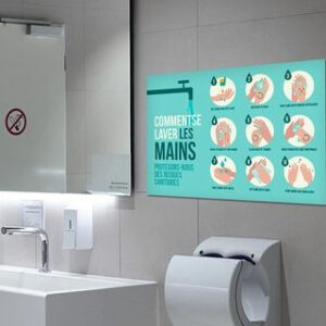 panneau consignes sanitaires : comment se laver les mains