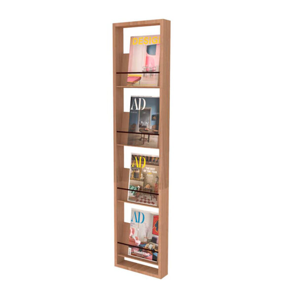 Présentoir à Prospectus Bois 5 étagères A4 - Pied Stable En Hêtre - Pour Magasin, Bureau, Salon Professionnel